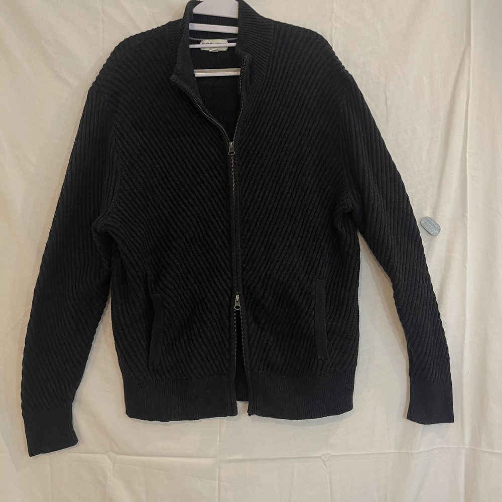 Crosby &‎ Howard Sweater Mens Large Gray Full Zip Ribbed Mock Neck Knit 2 Way
